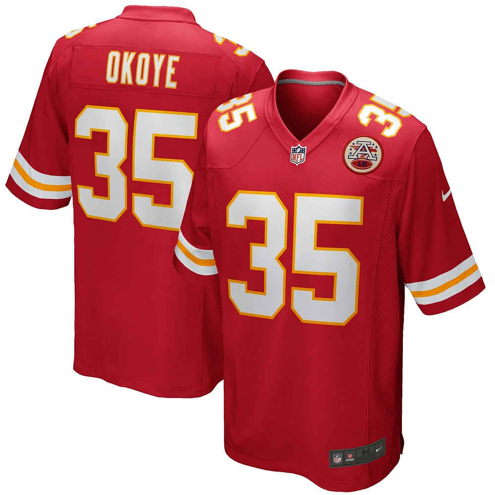 Maillot Nike Christian Okoye pour homme, rouge, joueur retraité du match des Chiefs de Kansas City