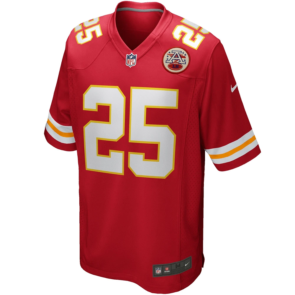 Maillot de match joueur Nike Clyde Edwards-Helaire rouge des Chiefs Kansas City pour hommes