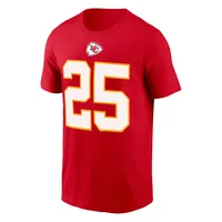 T-shirt Nike Clyde Edwards-Helaire pour homme, rouge, nom et numéro du joueur des Chiefs de Kansas City