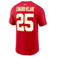 T-shirt Nike Clyde Edwards-Helaire pour homme, rouge, nom et numéro du joueur des Chiefs de Kansas City