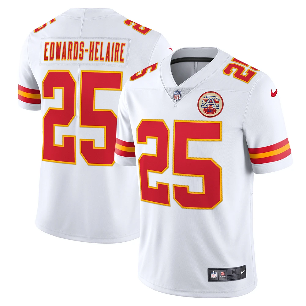 Maillot Nike Clyde Edwards-Helaire pour homme, blanc, Kansas City Chiefs Vapor Limited