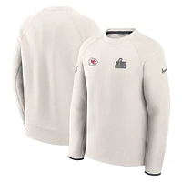 Men's Nike Cream Kansas City Chiefs Super Bowl LIX Opening Night Tech Fleece Pullover Sweatshirt