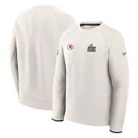 Men's Nike Cream Kansas City Chiefs Super Bowl LIX Opening Night Tech Fleece Pullover Sweatshirt