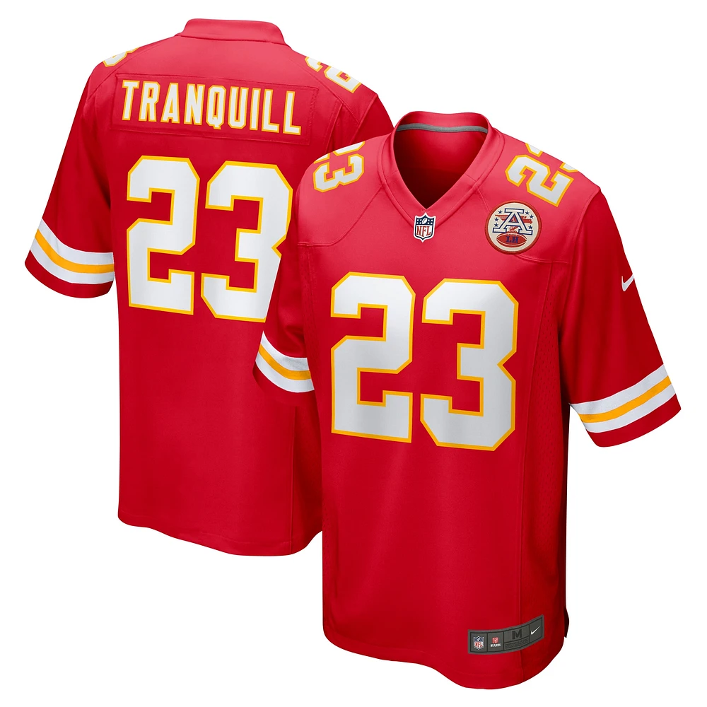 Men's Nike Drue Tranquill Red Kansas City Chiefs Game Player Jersey