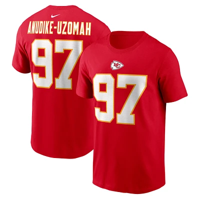 T-shirt Nike Felix Anudike-Uzomah pour homme, rouge, avec nom et numéro du joueur des Kansas City Chiefs