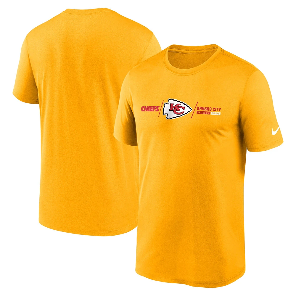 T-shirt de performance pour hommes Kansas City Chiefs Horizontal Lockup Legend doré Nike