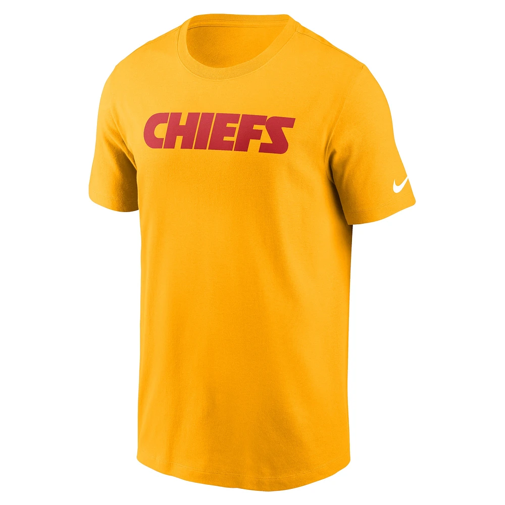 T-shirt essentiel Nike Gold Kansas City Chiefs Primetime Wordmark pour hommes