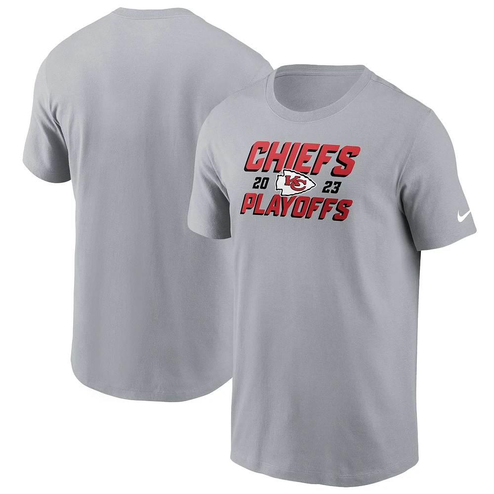 T-shirt emblématique Nike pour hommes, gris, Kansas City Chiefs 2023 NFL Playoffs