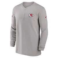 Men's Nike  Gray Kansas City Chiefs 2023 Sideline Performance Long Sleeve Tri-Blend Quarter-Zip Top