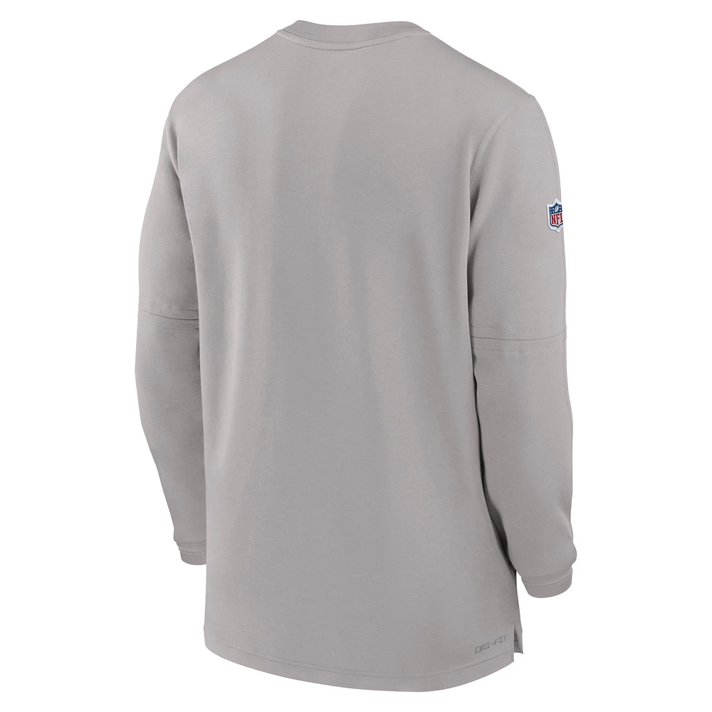 Men's Nike  Gray Kansas City Chiefs 2023 Sideline Performance Long Sleeve Tri-Blend Quarter-Zip Top