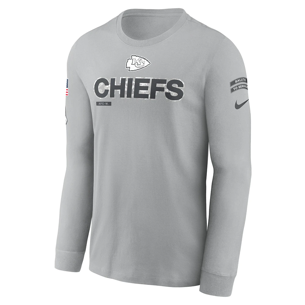 T-shirt à manches longues Nike Kansas City Chiefs 2024 Salute To Service pour homme Gris