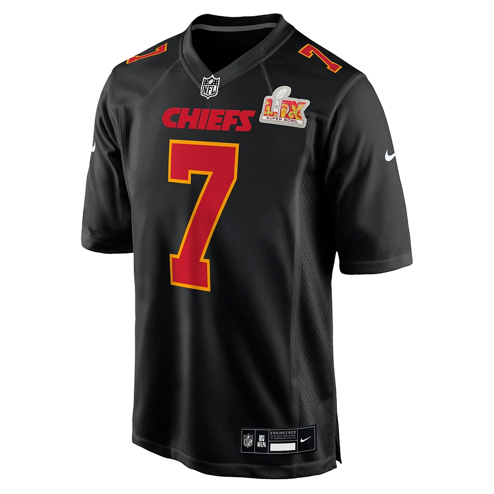 Men's Nike Harrison Butker Carbon Black Kansas City Chiefs Super Bowl LIX Fashion Game Jersey