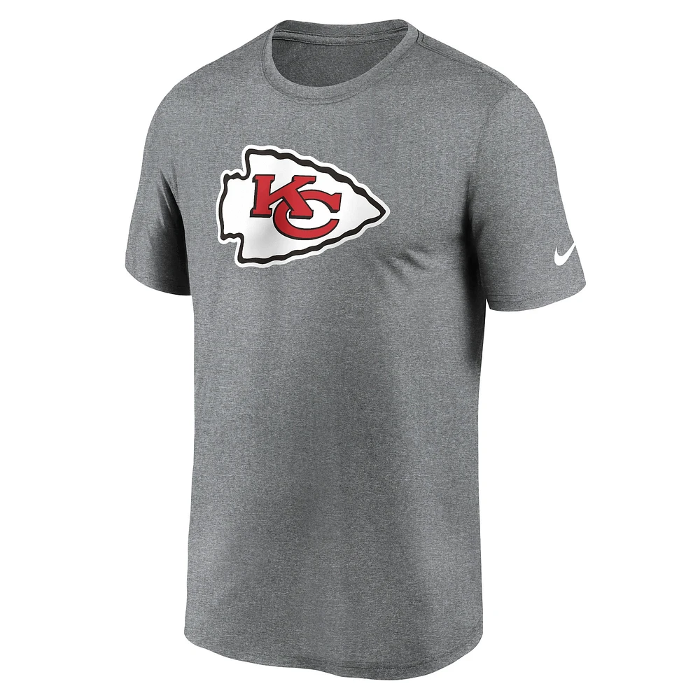 Men's Nike Heather Charcoal Kansas City Chiefs Primetime Legend Logo Performance T-Shirt