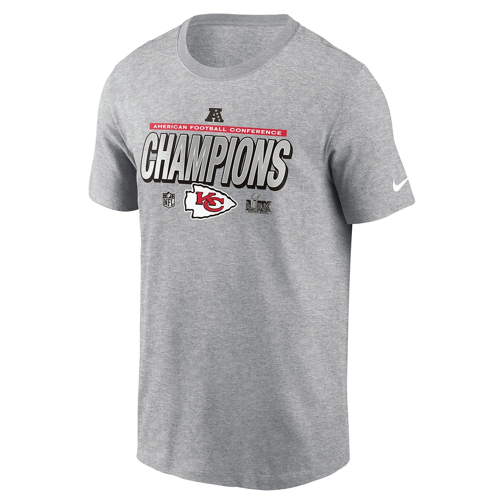 Men's Nike  Heather Gray Kansas City Chiefs 2024 AFC Champions Locker Room Trophy Collection Tall T-Shirt