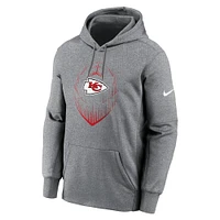 Men's Nike Heather Gray Kansas City Chiefs Icon Performance Pullover Hoodie