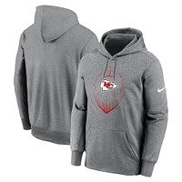 Men's Nike Heather Gray Kansas City Chiefs Icon Performance Pullover Hoodie