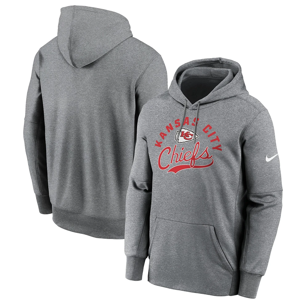 Men's Nike Heather Gray Kansas City Chiefs Performance Fleece Pullover Hoodie