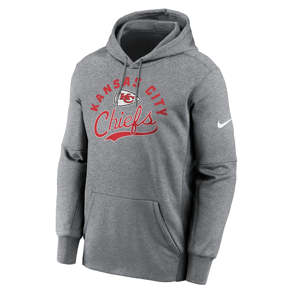 Men's Nike Heather Gray Kansas City Chiefs Performance Fleece Pullover Hoodie