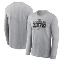 Men's Nike  Heather Gray Kansas City Chiefs Super Bowl LIX NOLA Inspired Long Sleeve T-Shirt