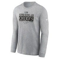 Men's Nike  Heather Gray Kansas City Chiefs Super Bowl LIX NOLA Inspired Long Sleeve T-Shirt