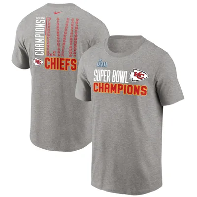Kansas City Chiefs Nike Super Bowl LVII Champions Roster T-Shirt - Heather Gray