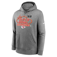 Sweat à capuche Nike pour hommes, gris chiné, Kansas City Chiefs Super Bowl LVIII Champions Locker Room Trophy Collection Club