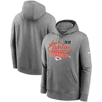 Sweat à capuche Nike pour hommes, gris chiné, Kansas City Chiefs Super Bowl LVIII Champions Locker Room Trophy Collection Club