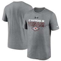 Men's Nike Heather Gray Kansas City Chiefs Super Bowl LVIII Logo Lockup T-Shirt