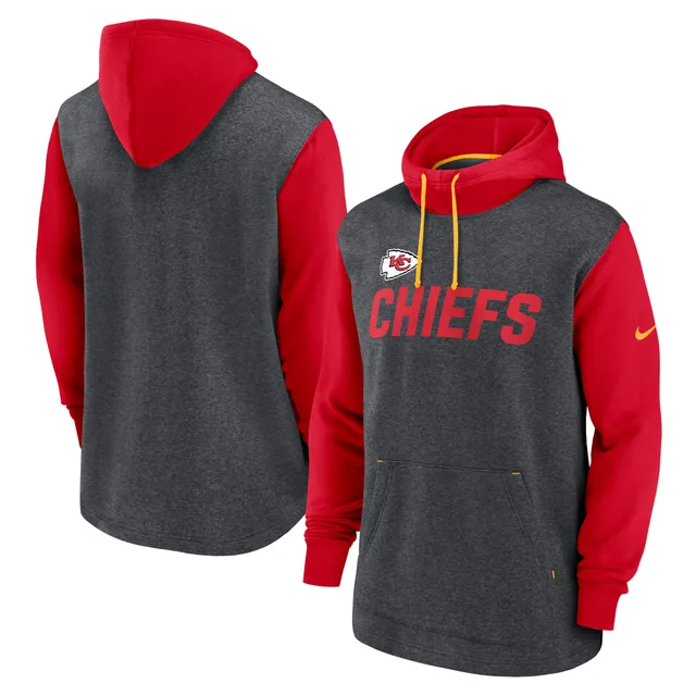 Youth Kansas City Chiefs Red Color Block Raglan Pullover Hoodie 