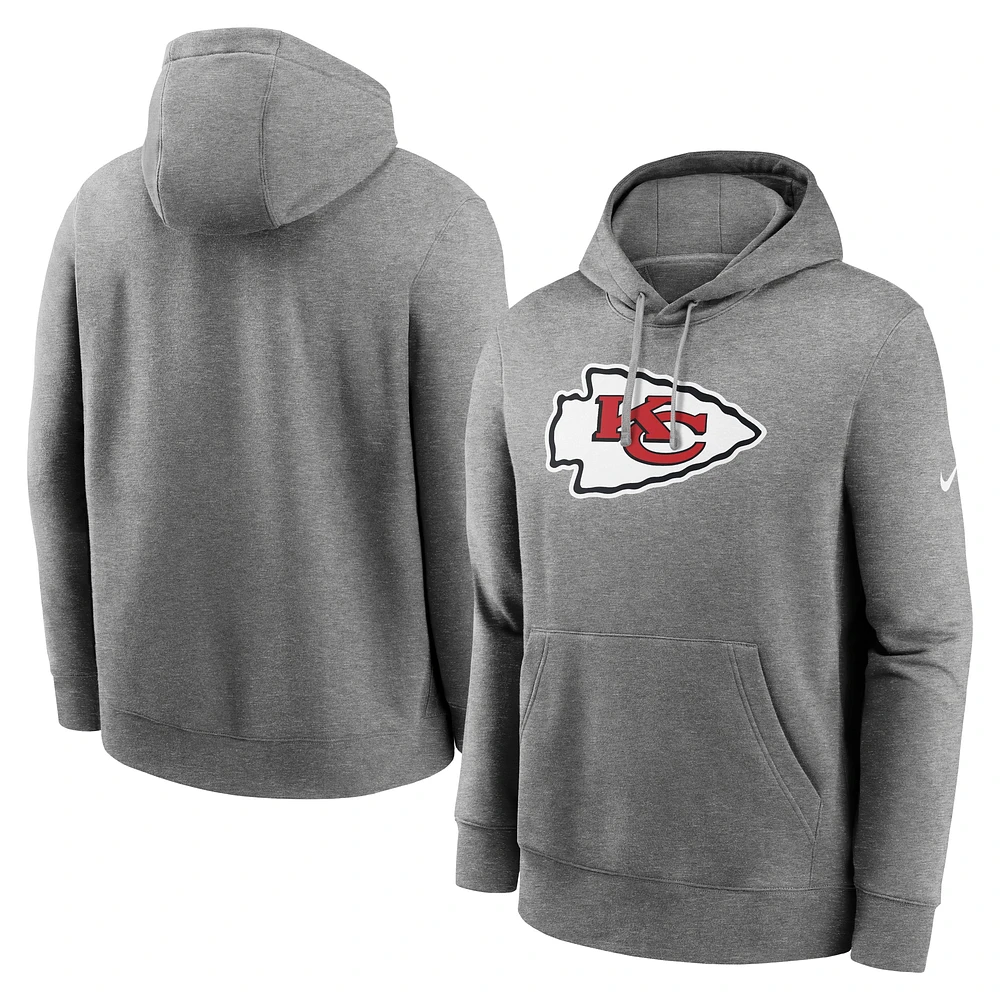 Sweat à capuche Nike Kansas City Chiefs Rewind Club Fleece gris chiné pour homme