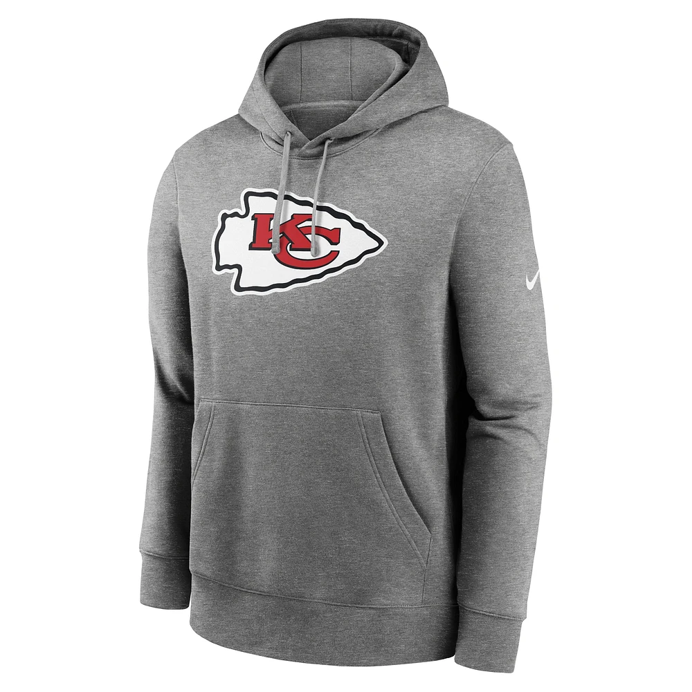 Men's Nike Heathered Gray Kansas City Chiefs Rewind Club Fleece Pullover Hoodie