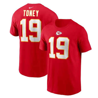 T-shirt avec nom et numéro du joueur Kansas City Chiefs Nike Kadarius Toney rouge pour homme