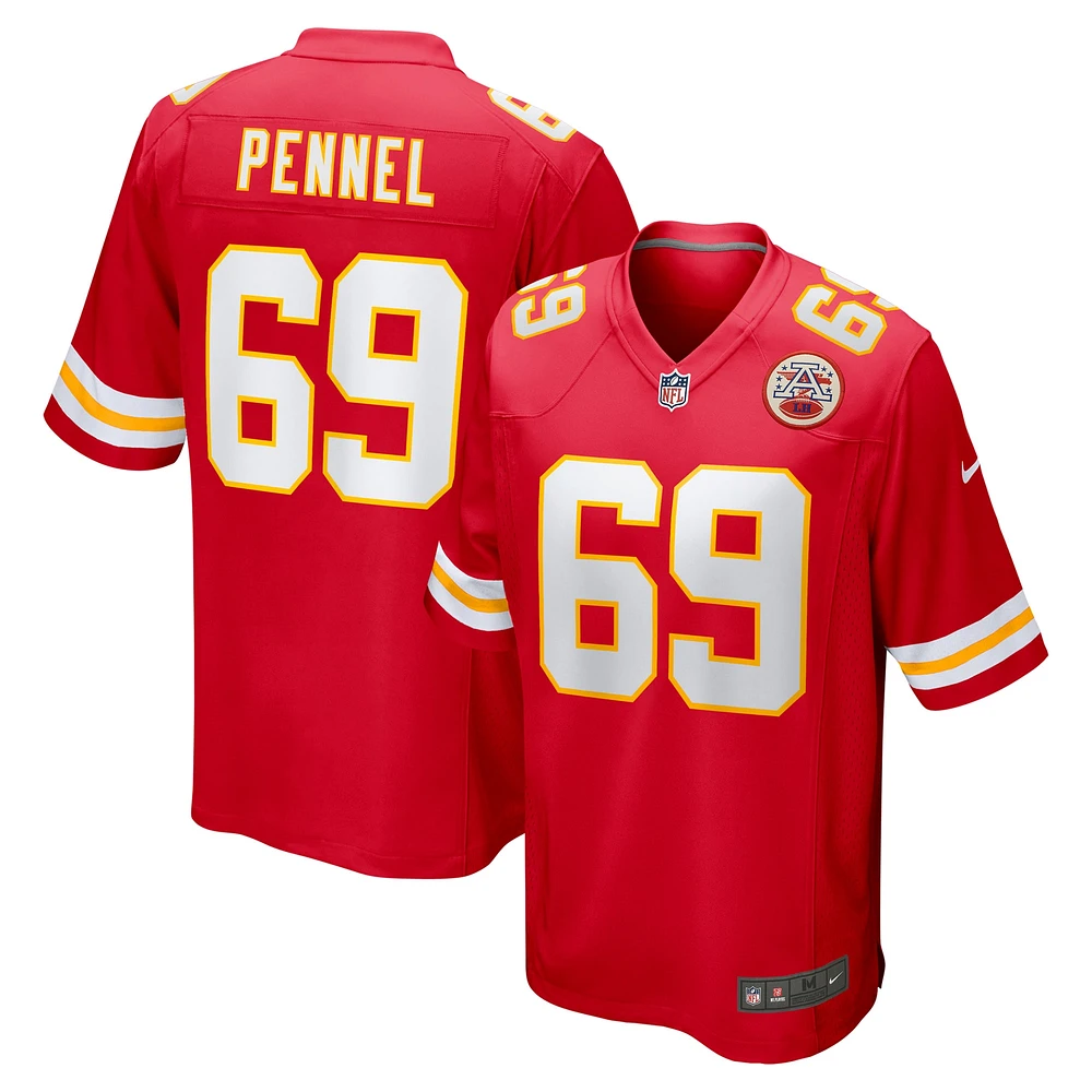 Maillot de match Nike Mike Pennel rouge Kansas City Chiefs pour homme