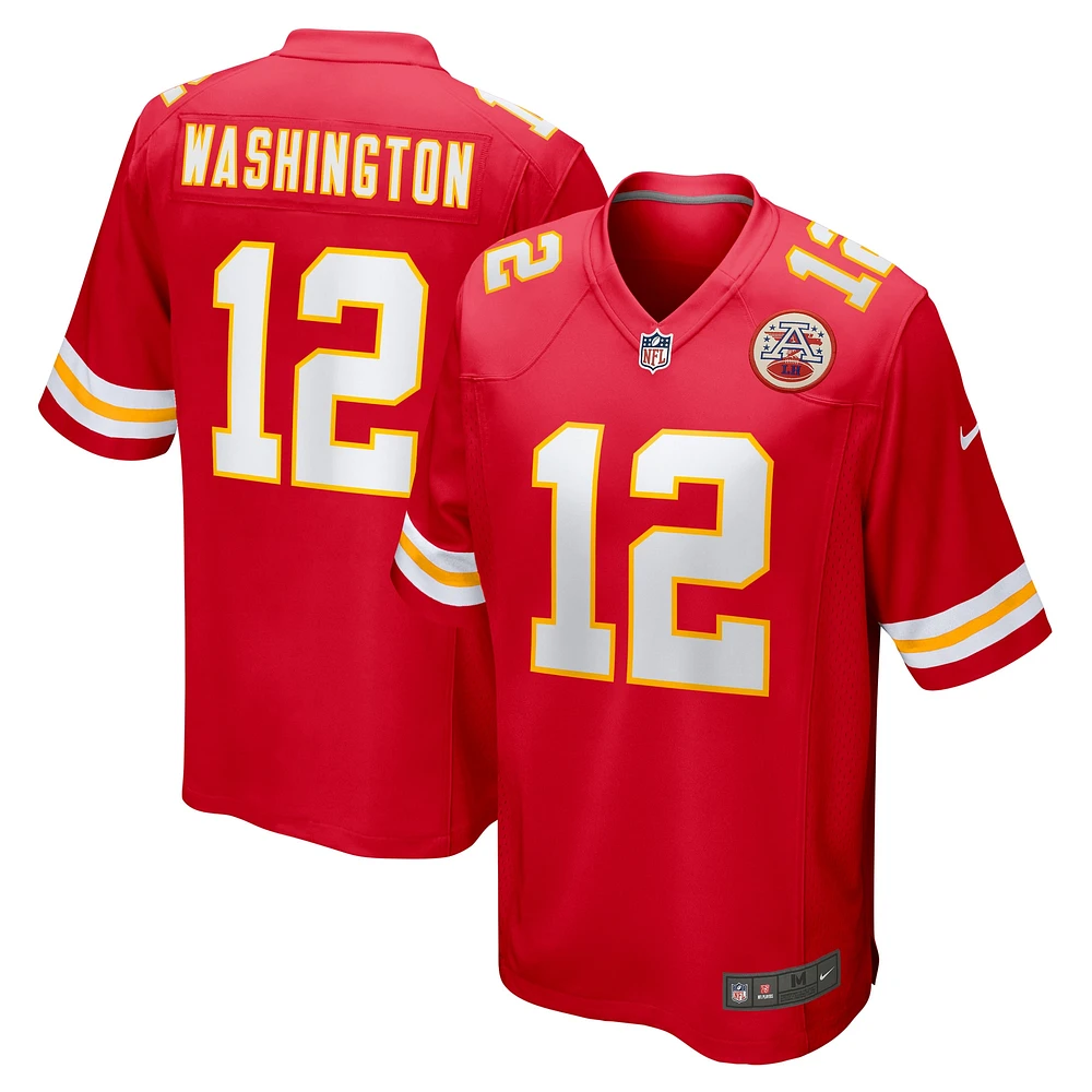 Maillot de match l'équipe Nike Montrell Washington rouge pour hommes des Chiefs Kansas City