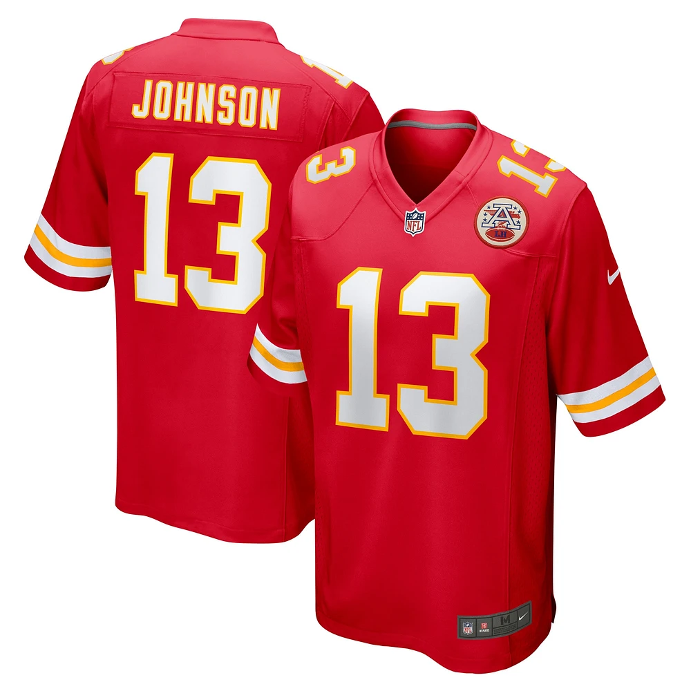 Maillot Nike Nazeeh Johnson pour homme, rouge, joueur de match des Chiefs Kansas City