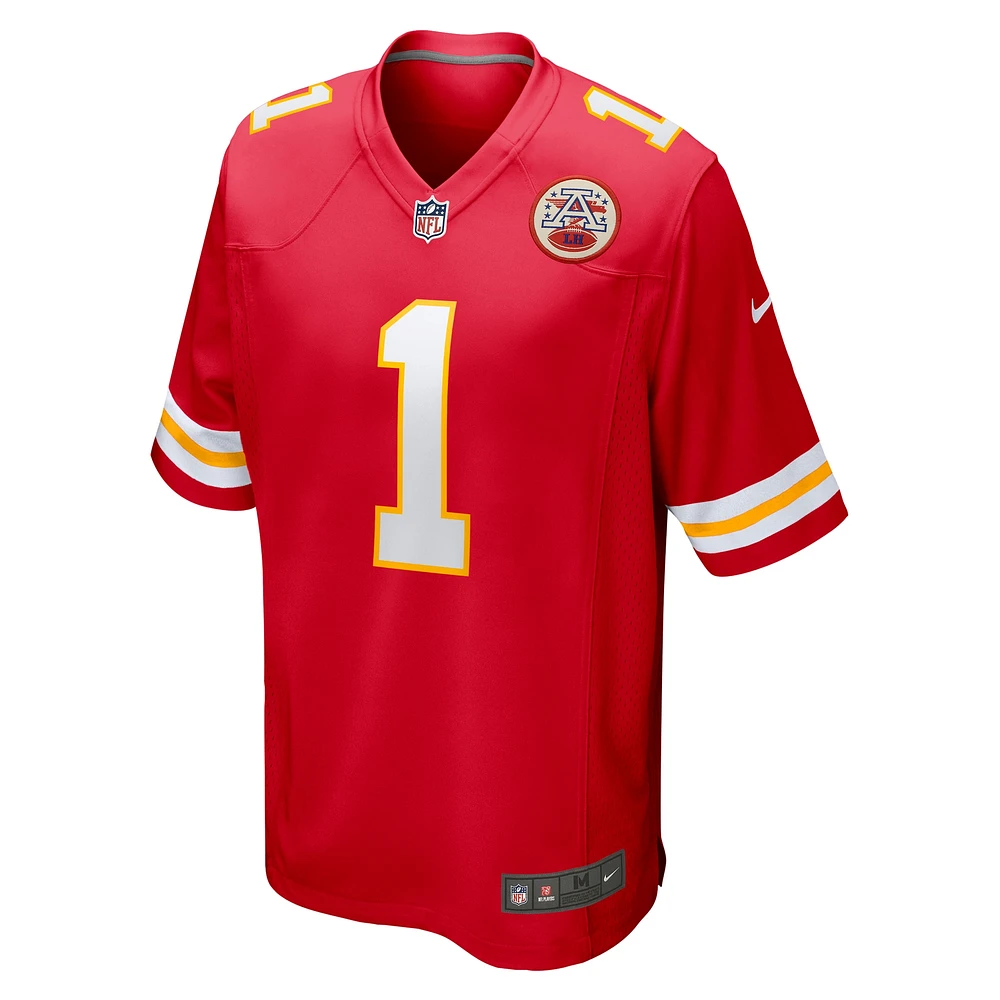 Maillot de match Nike numéro 1 Dad des Chiefs Kansas City pour hommes, rouge