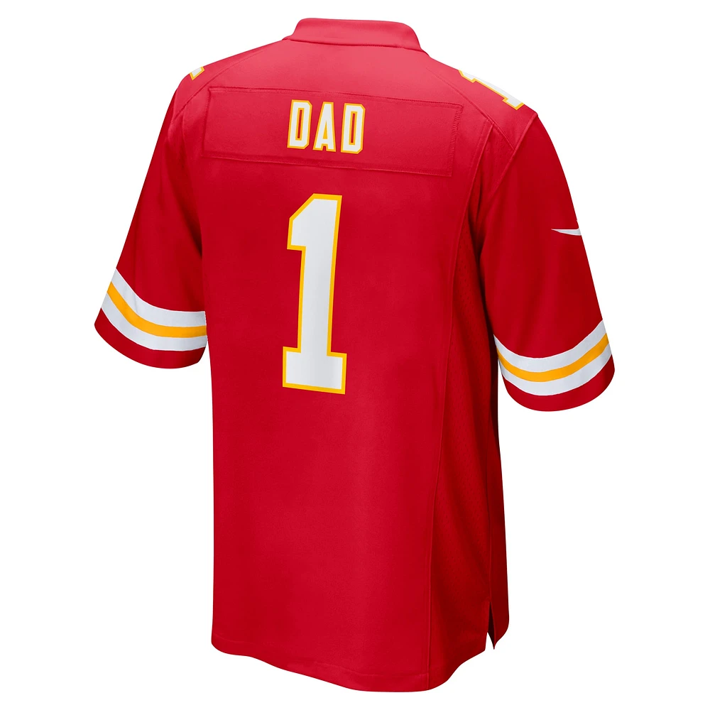 Maillot de match Nike numéro 1 Dad des Chiefs Kansas City pour hommes, rouge