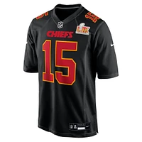 Men's Nike Patrick Mahomes Carbon Black Kansas City Chiefs Super Bowl LIX Fashion Game Jersey