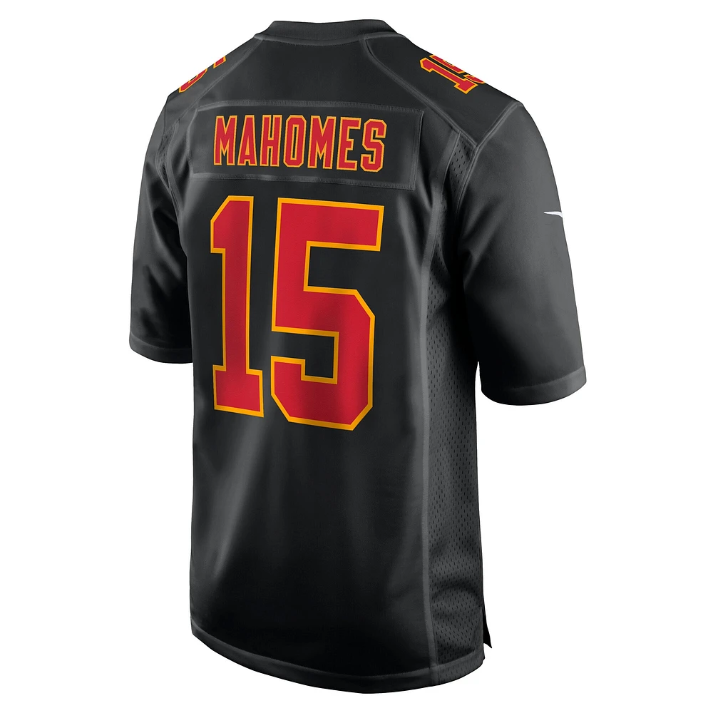 Men's Nike Patrick Mahomes Carbon Black Kansas City Chiefs Super Bowl LIX Fashion Game Jersey