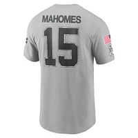 T-shirt Nike pour homme Patrick Mahomes Gris Kansas City Chiefs 2024 Salute To Service Nom et numéro