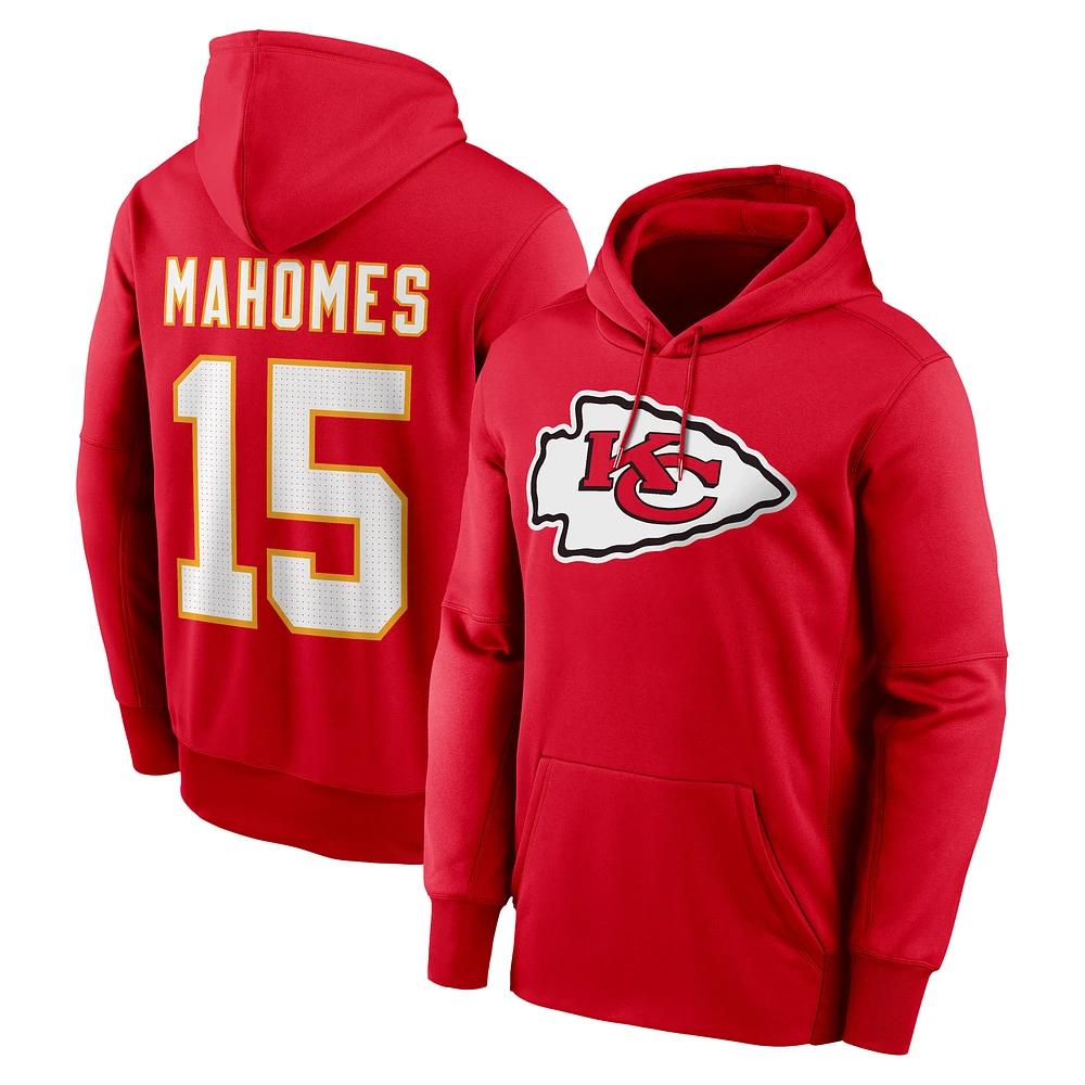 Sweat à capuche Nike Patrick Mahomes pour homme, rouge, avec nom et numéro du joueur des Kansas City Chiefs