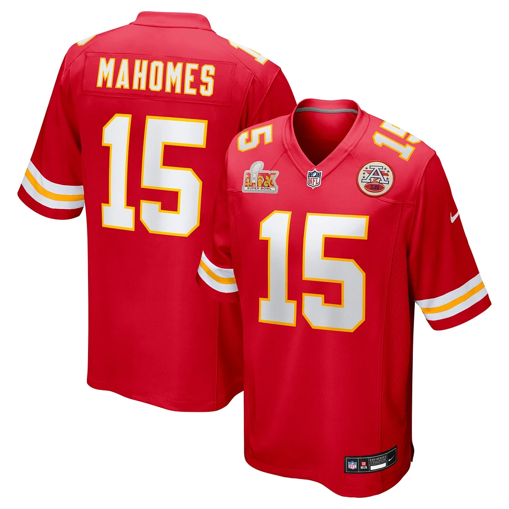 Men's Nike Patrick Mahomes Red Kansas City Chiefs Super Bowl LIX Patch Game Jersey