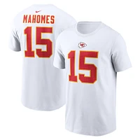 T-shirt Nike Patrick Mahomes pour hommes, blanc, nom et numéro du joueur des Chiefs de Kansas City