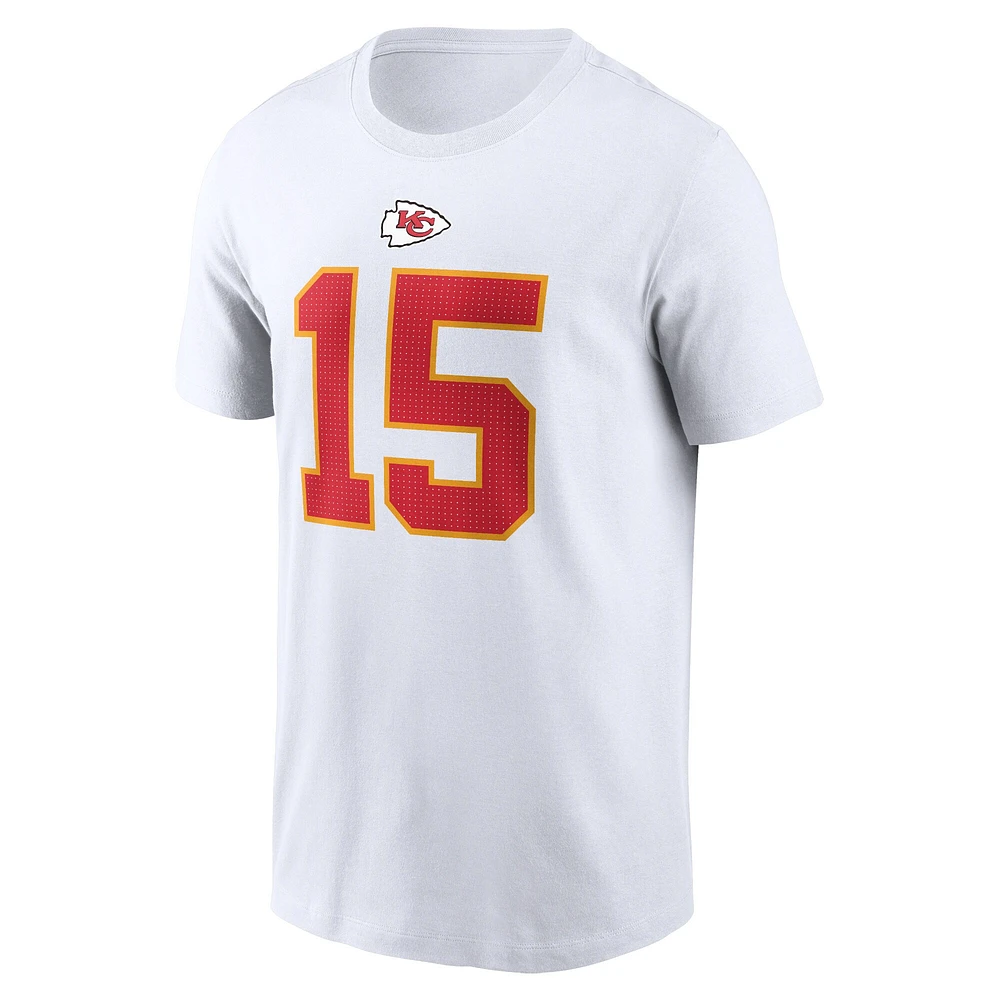 T-shirt Nike Patrick Mahomes pour hommes, blanc, nom et numéro du joueur des Chiefs de Kansas City