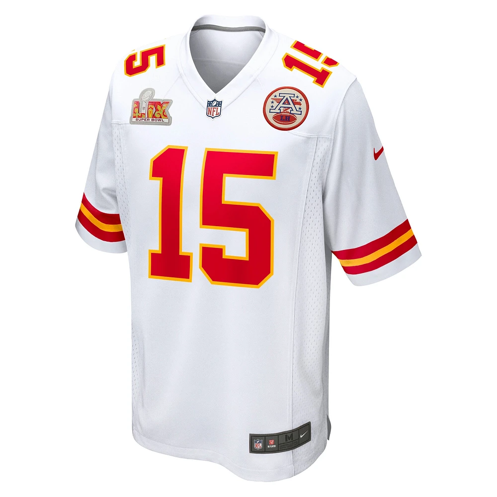 Men's Nike Patrick Mahomes White Kansas City Chiefs Super Bowl LIX Game Jersey