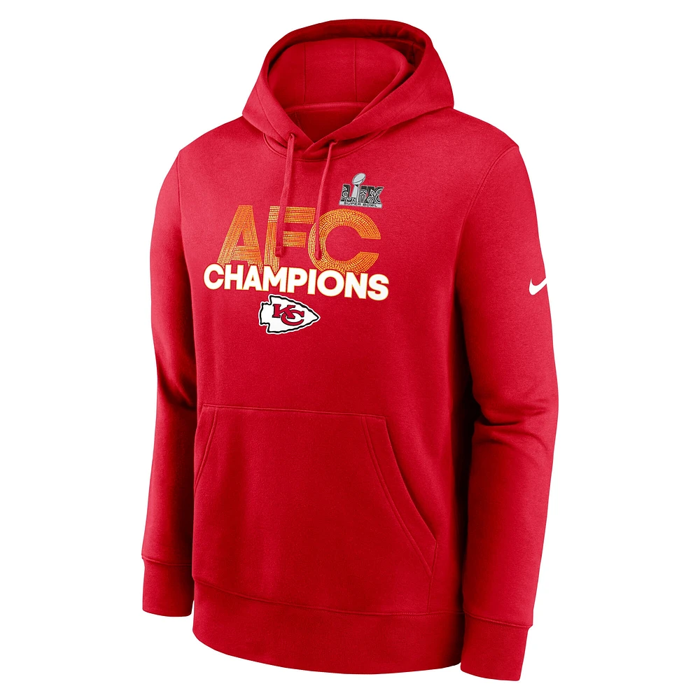 Men's Nike  Red Kansas City Chiefs 2024 AFC Champions Fleece Pullover Hoodie