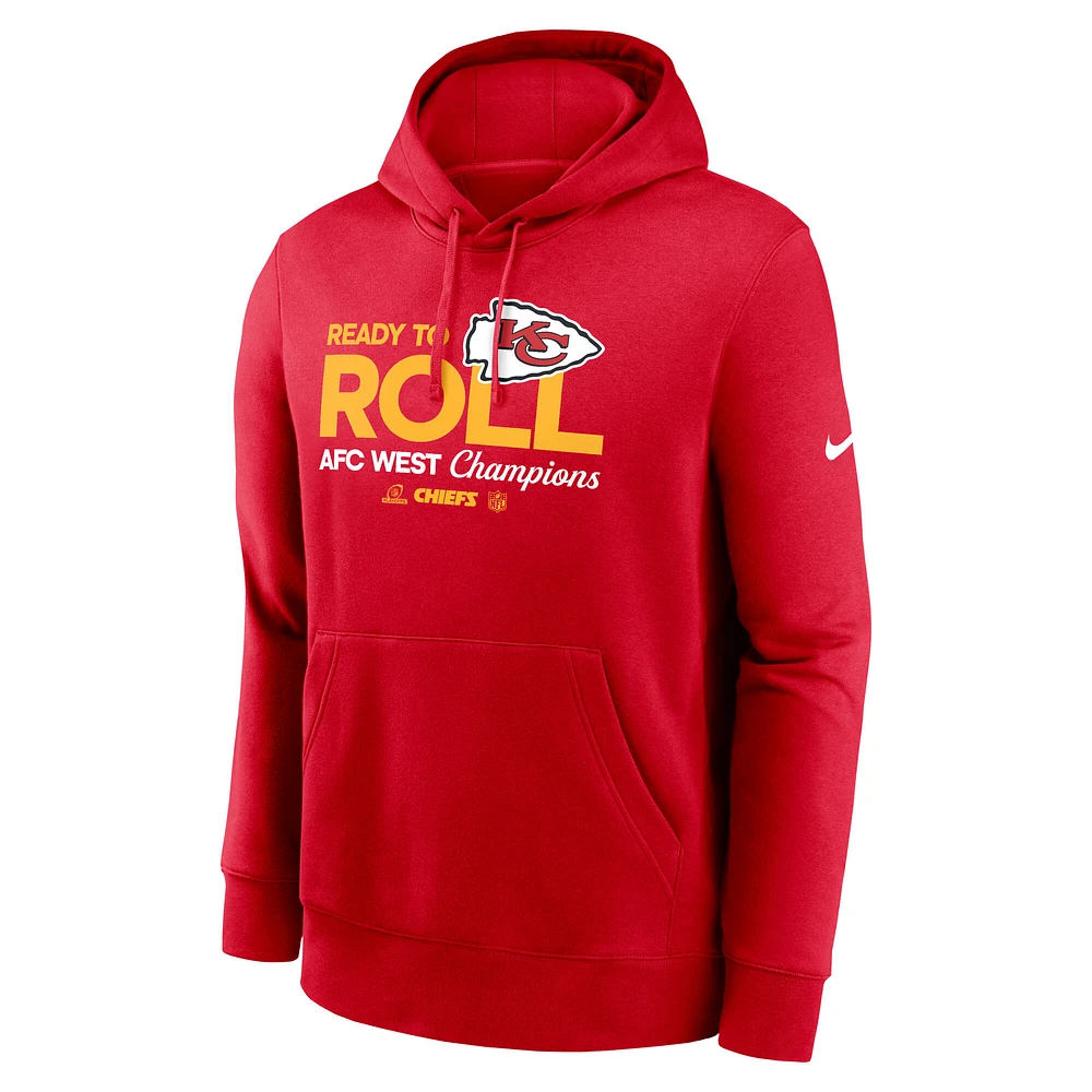 Men's Nike Red Kansas City Chiefs 2024 AFC West Division Champions Locker Room Trophy Collection Pullover Hoodie