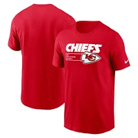 T-shirt essentiel Nike Kansas City Chiefs Division pour homme, rouge