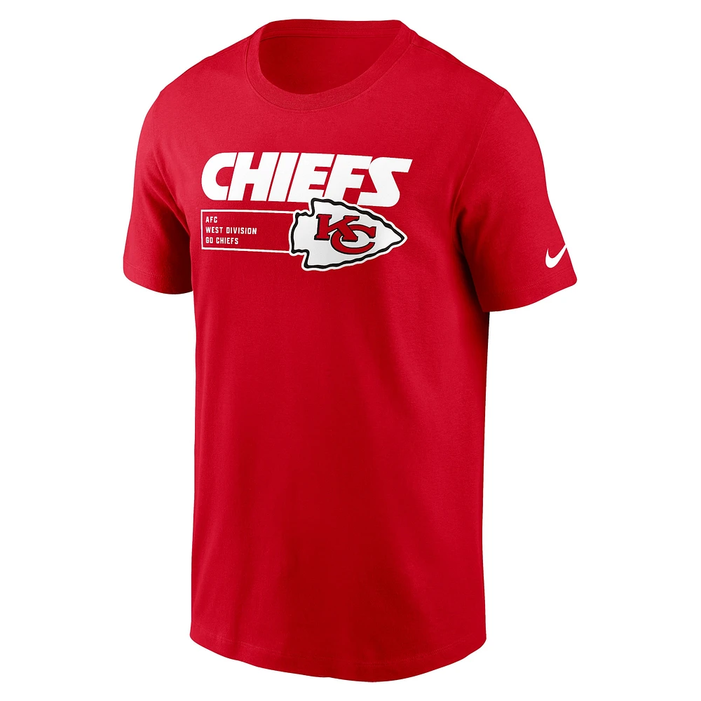 T-shirt essentiel Nike Kansas City Chiefs Division pour homme, rouge