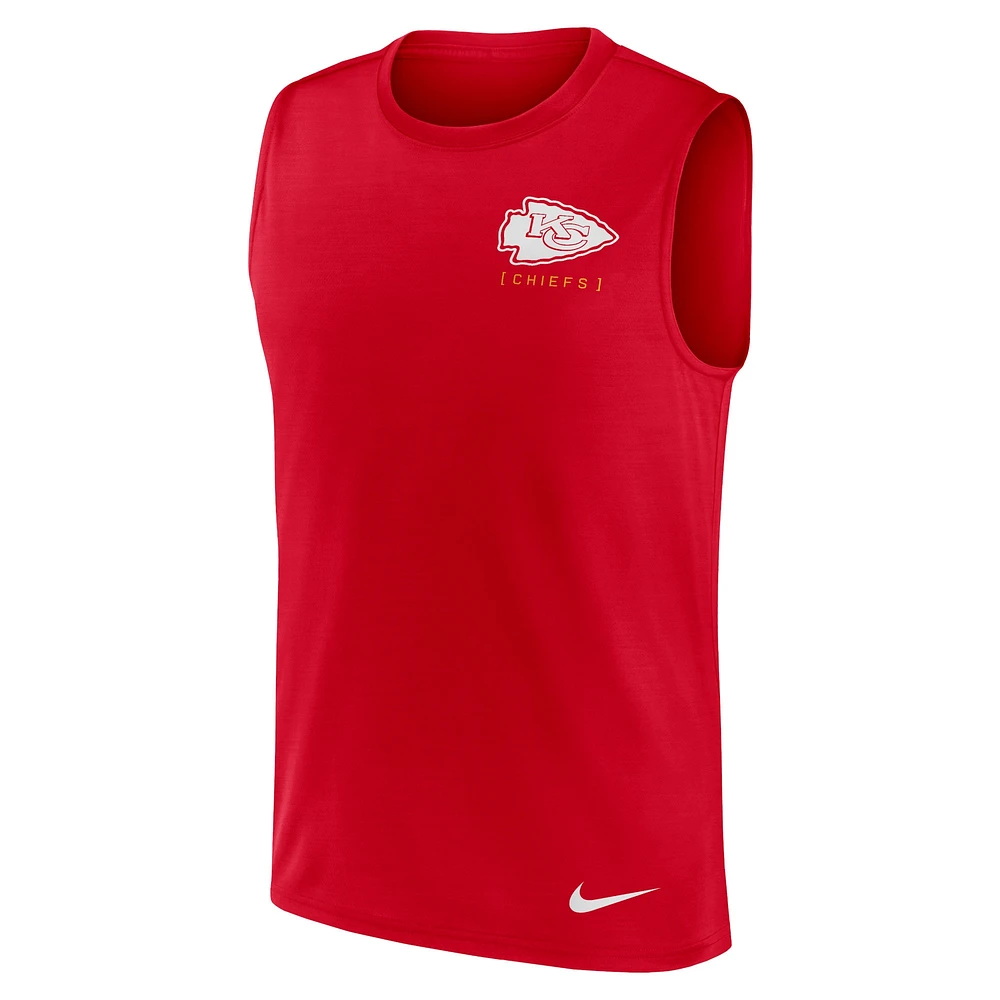 Men's Nike Red Kansas City Chiefs Large Logo Performance Muscle Tank Top